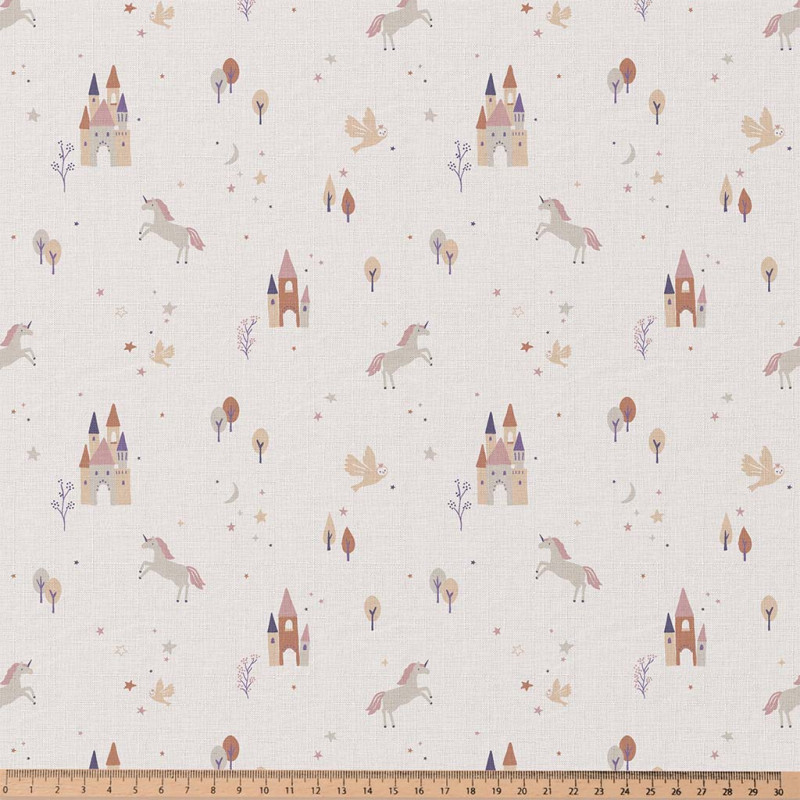 Printed Cotton CHATEAU Ecru / Pink